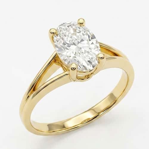 Verlobungsring Oval 750 Gelbgold Oval 1ct Lab- Grown