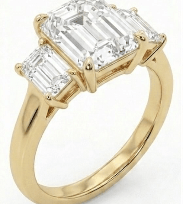 Verlobungsring 585 Gelbgold 1,5ct Emerald Cut Labor Diamant
